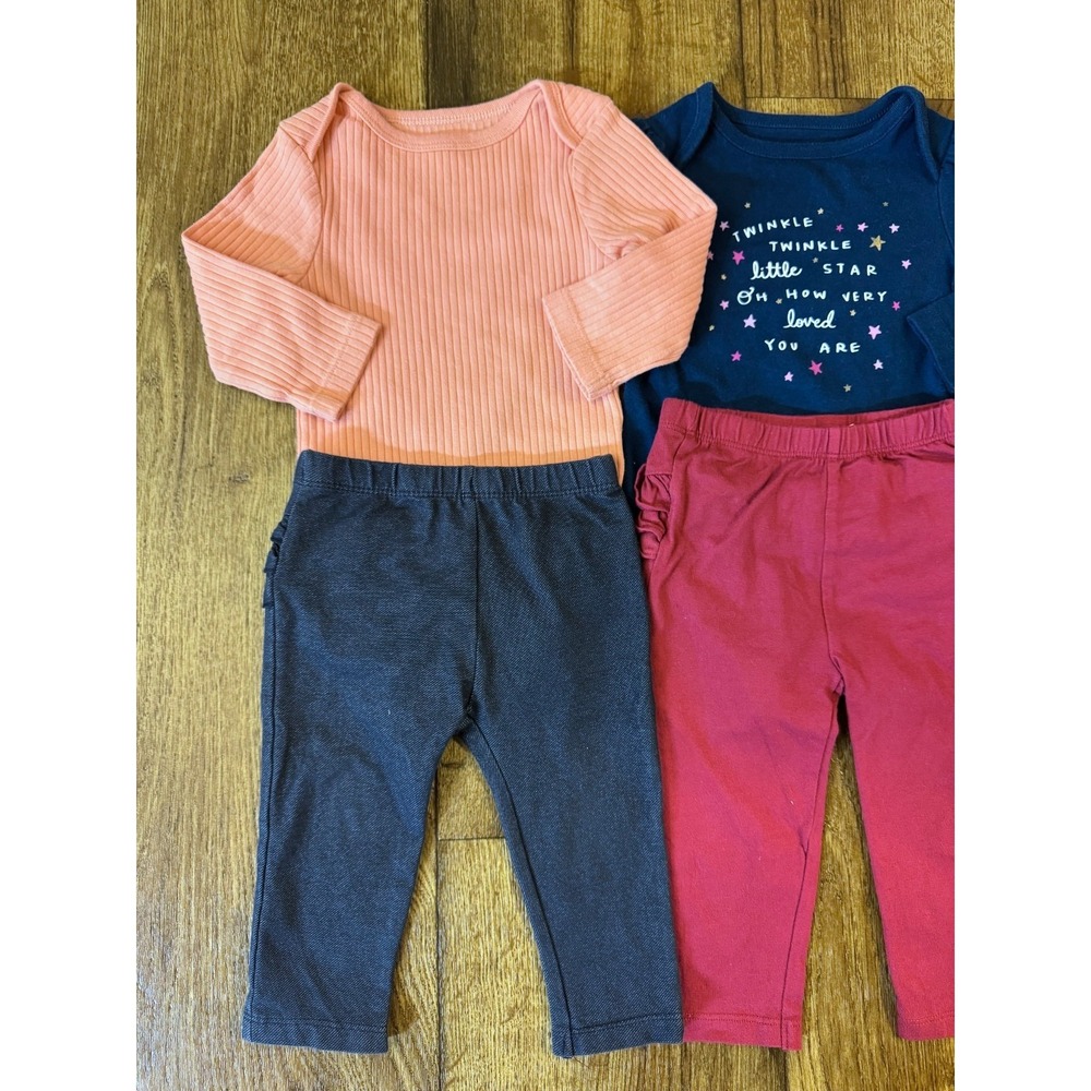 Baby Girl Outfits 6/9 9 Months Long Sleeved Bodysuits Shirts Pants Clothes Lot - Picture 4 of 11